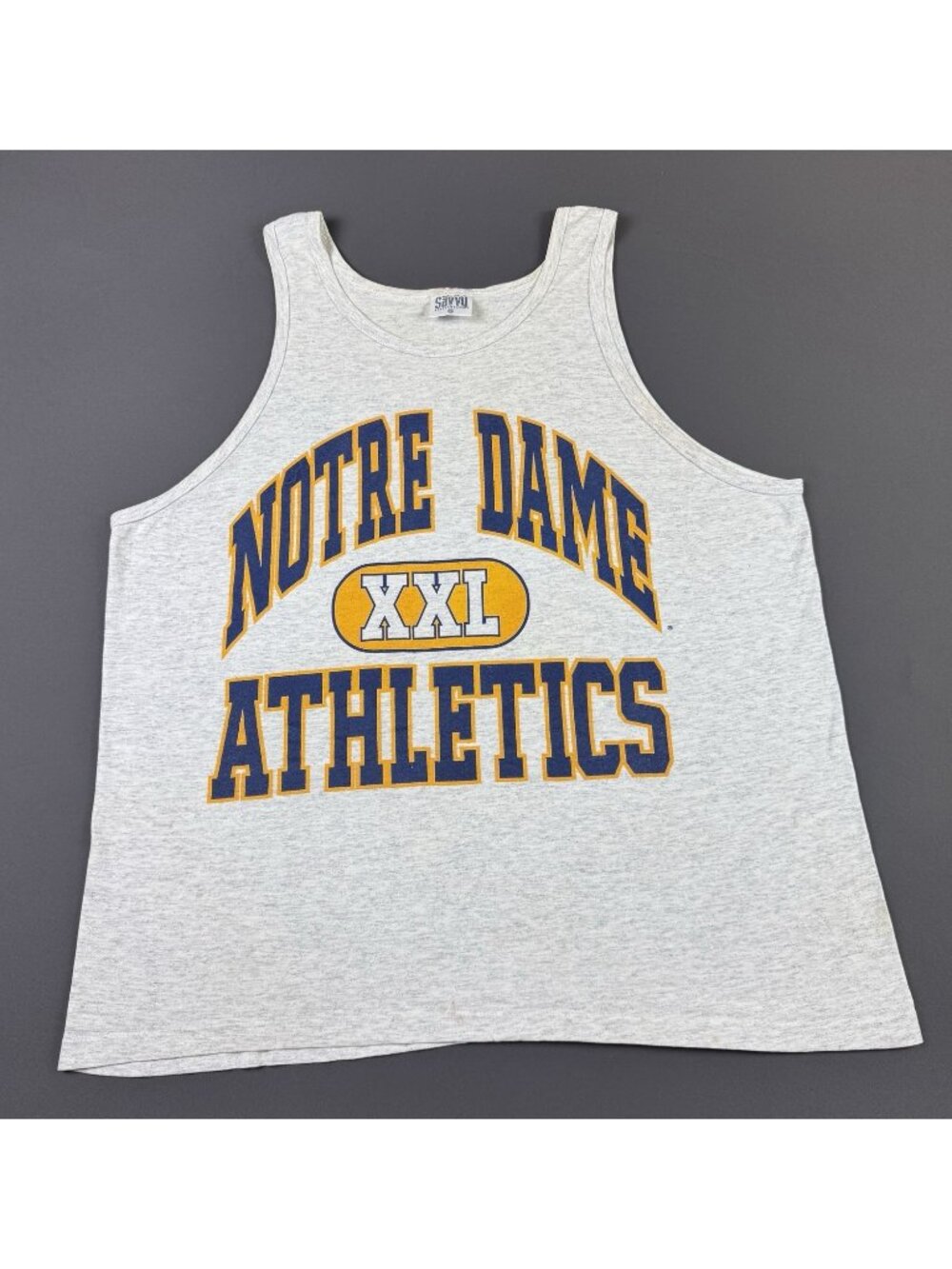 Rare Vintage 90s Notre Dame Athletics NCAA Gray Tank Top Sport Collegiate Irish